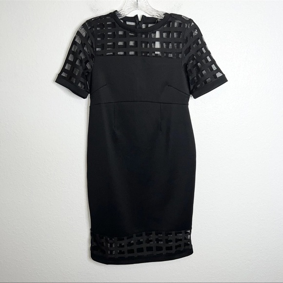 ASOS Dress Women Size 0 Maternity Black Sheath Cage Mesh Knee Length  B10 - Picture 1 of 11